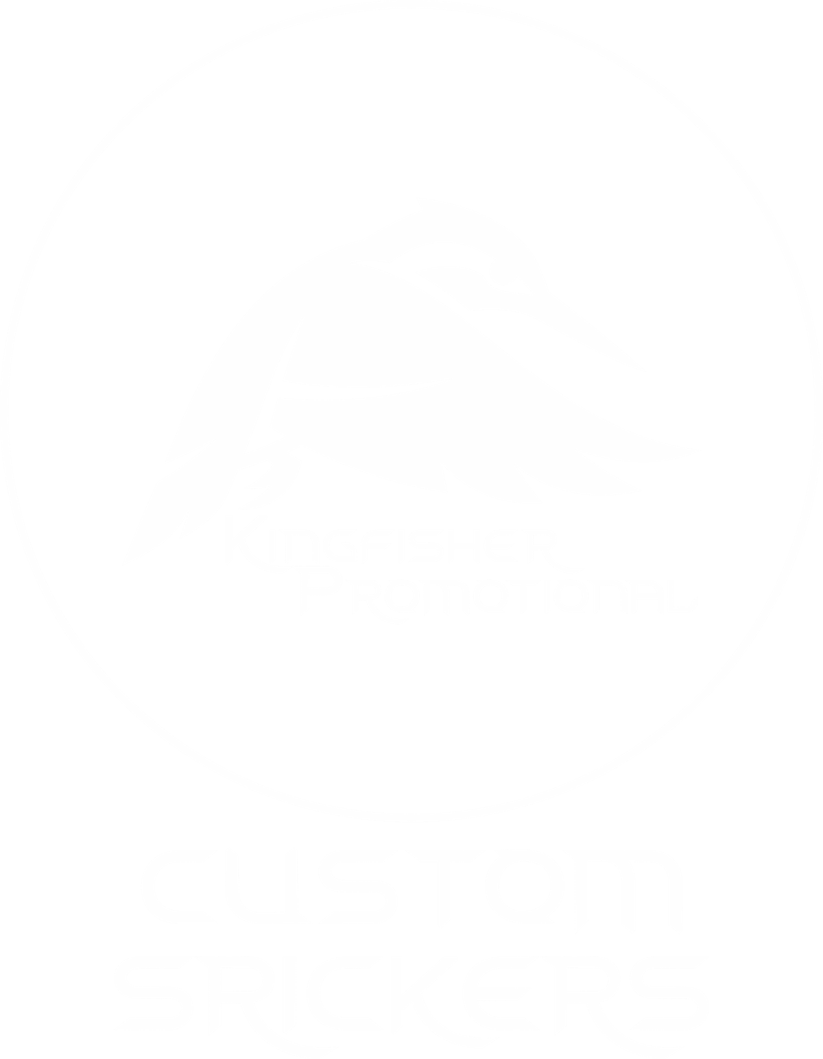 Custom Stickers of the Kingfisher Logo inside a white circle